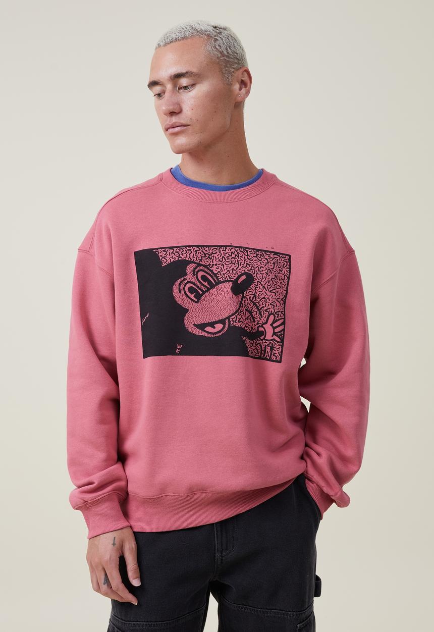 Cotton On - Mickey oversized sweater - lcn dis soft red/speckled mickey