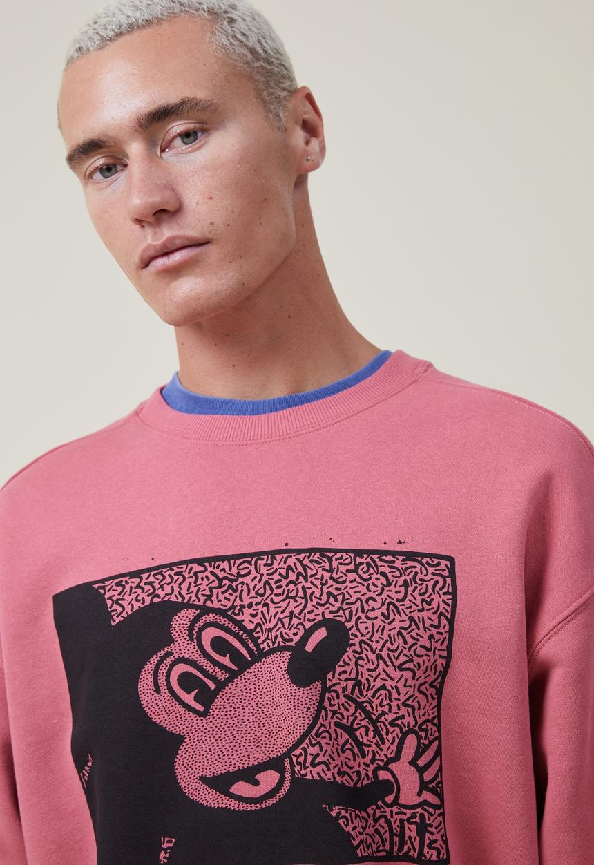 Cotton On - Mickey oversized sweater - lcn dis soft red/speckled mickey