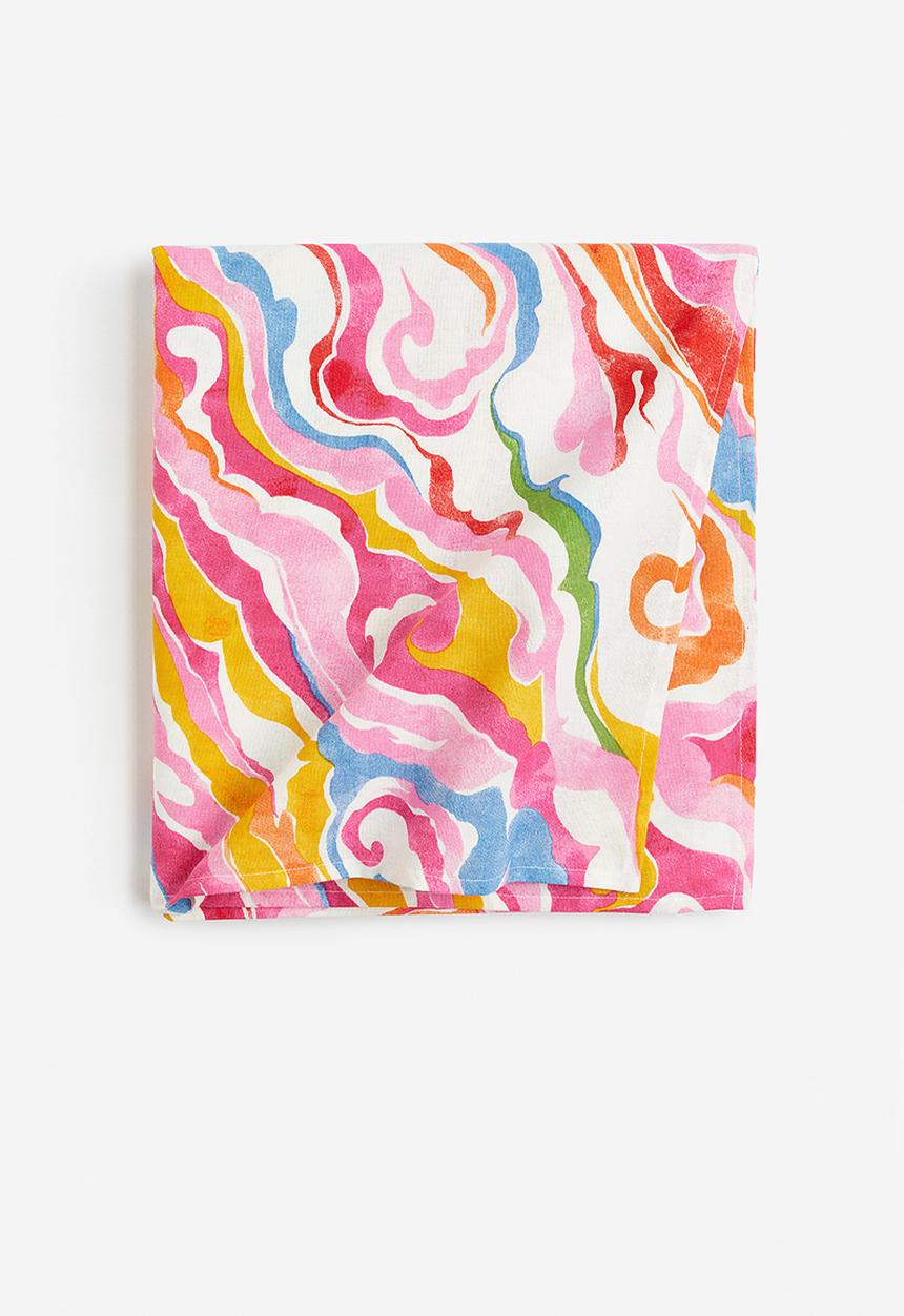 H&M - Patterned tablecloth - light pink/swirls