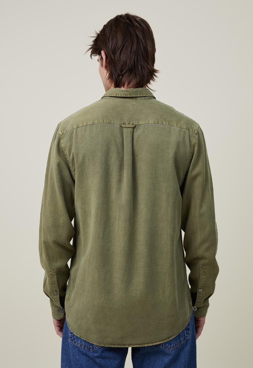 Cotton On - Stockholm long sleeve shirt - fatigue slub 