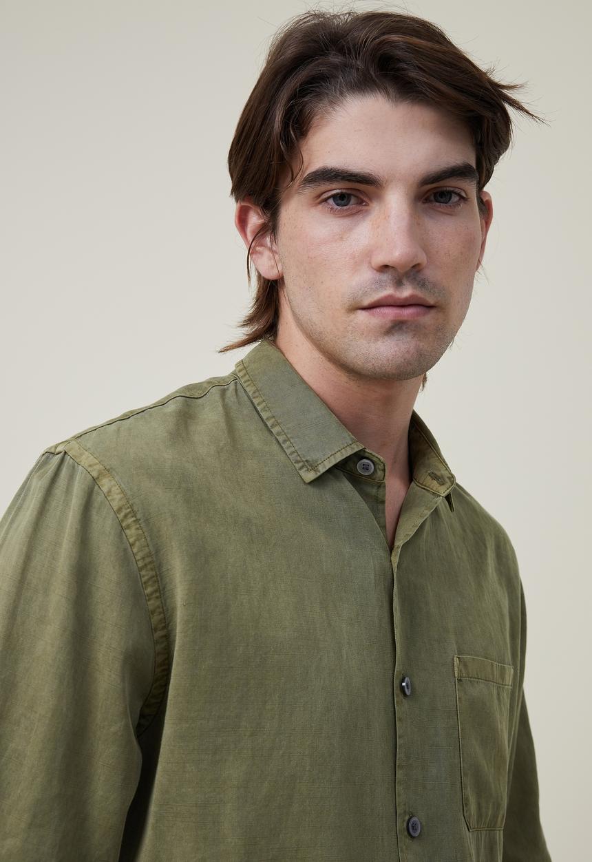 Cotton On - Stockholm long sleeve shirt - fatigue slub 