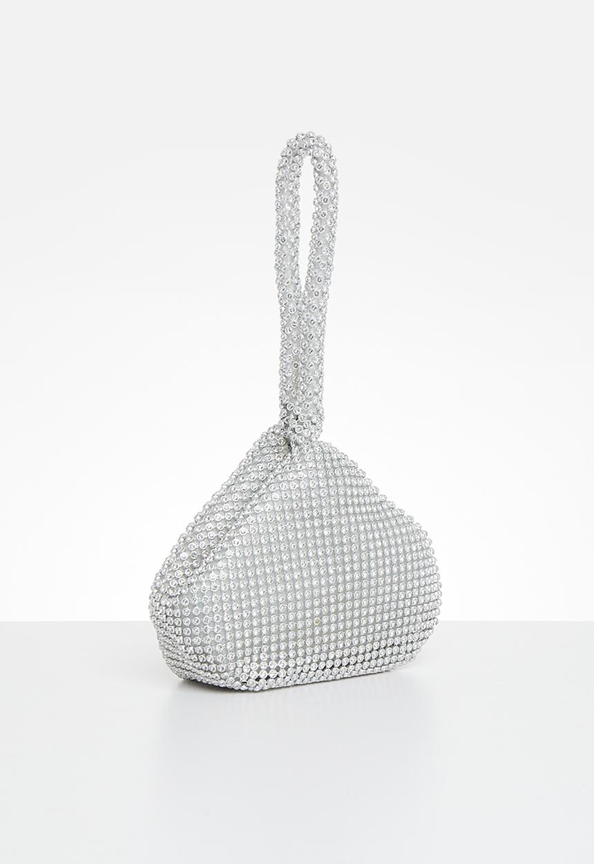 MILLA - Constance diamante bag - silver