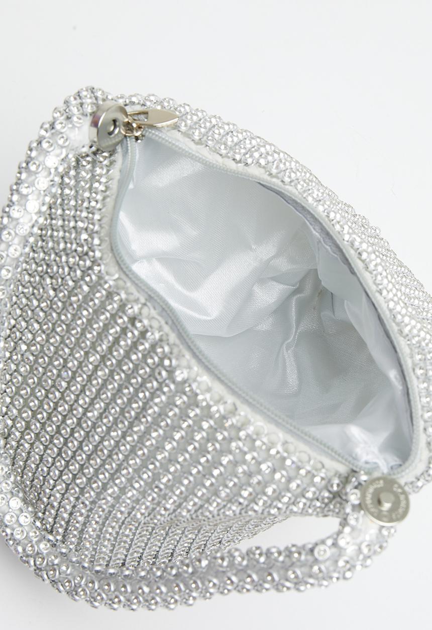 MILLA - Constance diamante bag - silver