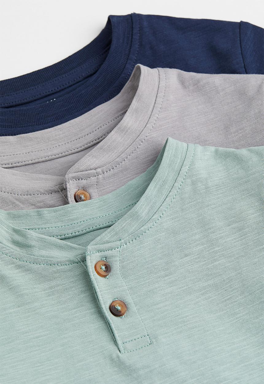 H&M - 3-Pack henley tops - dark blue/light grey 