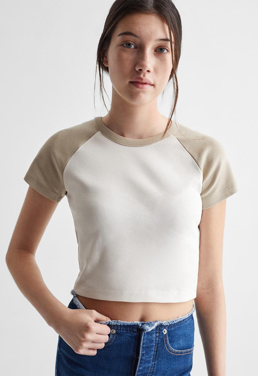 MANGO - T-shirt insti - beige