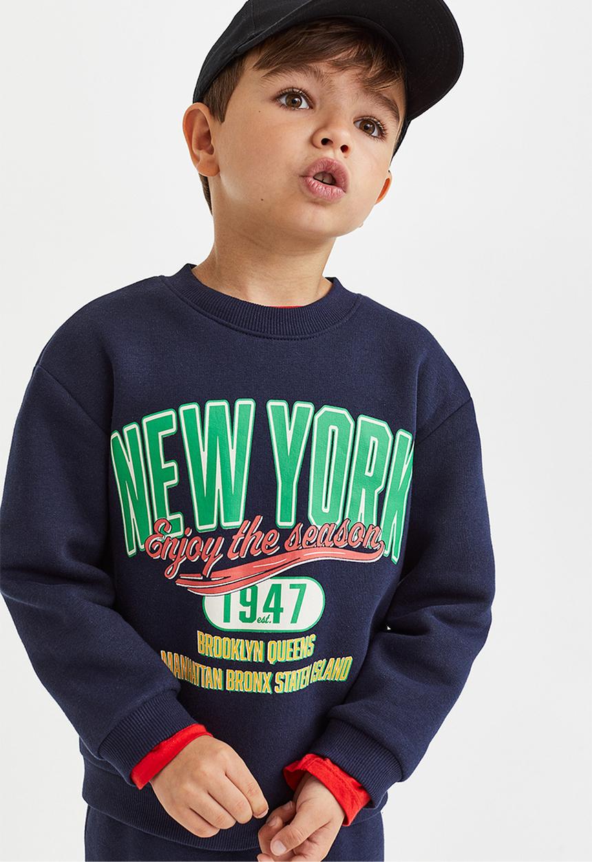 H&M - 2-Piece sweatshirt set - dark blue/new york 