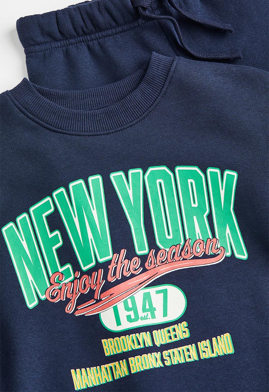 H&M - 2-Piece sweatshirt set - dark blue/new york 