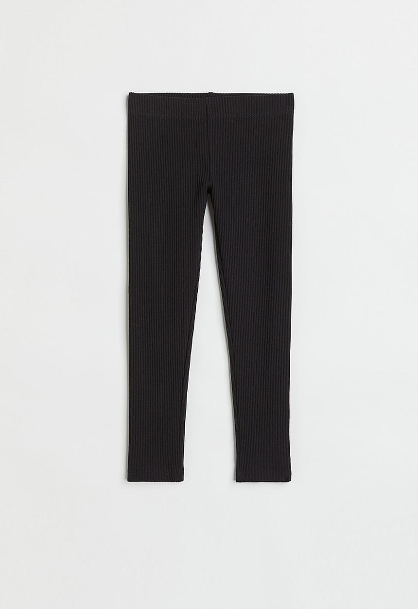 H&M - Ribbed cotton leggings - black