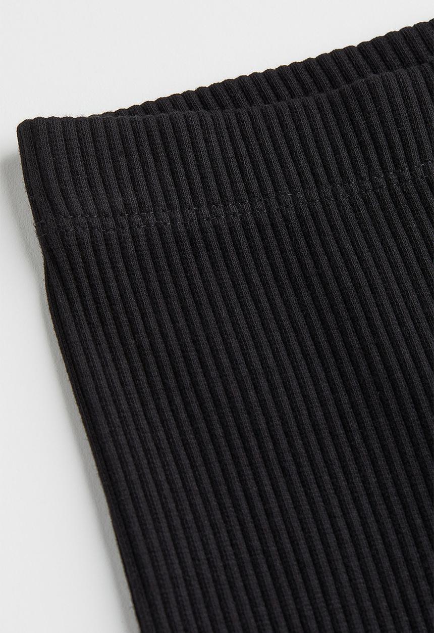 H&M - Ribbed cotton leggings - black