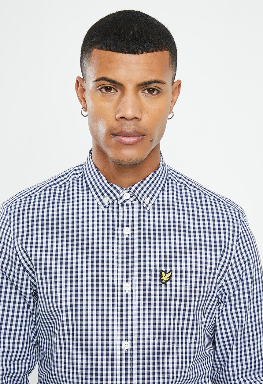 Lyle & Scott - Slim fit gingham shirt - navy & white