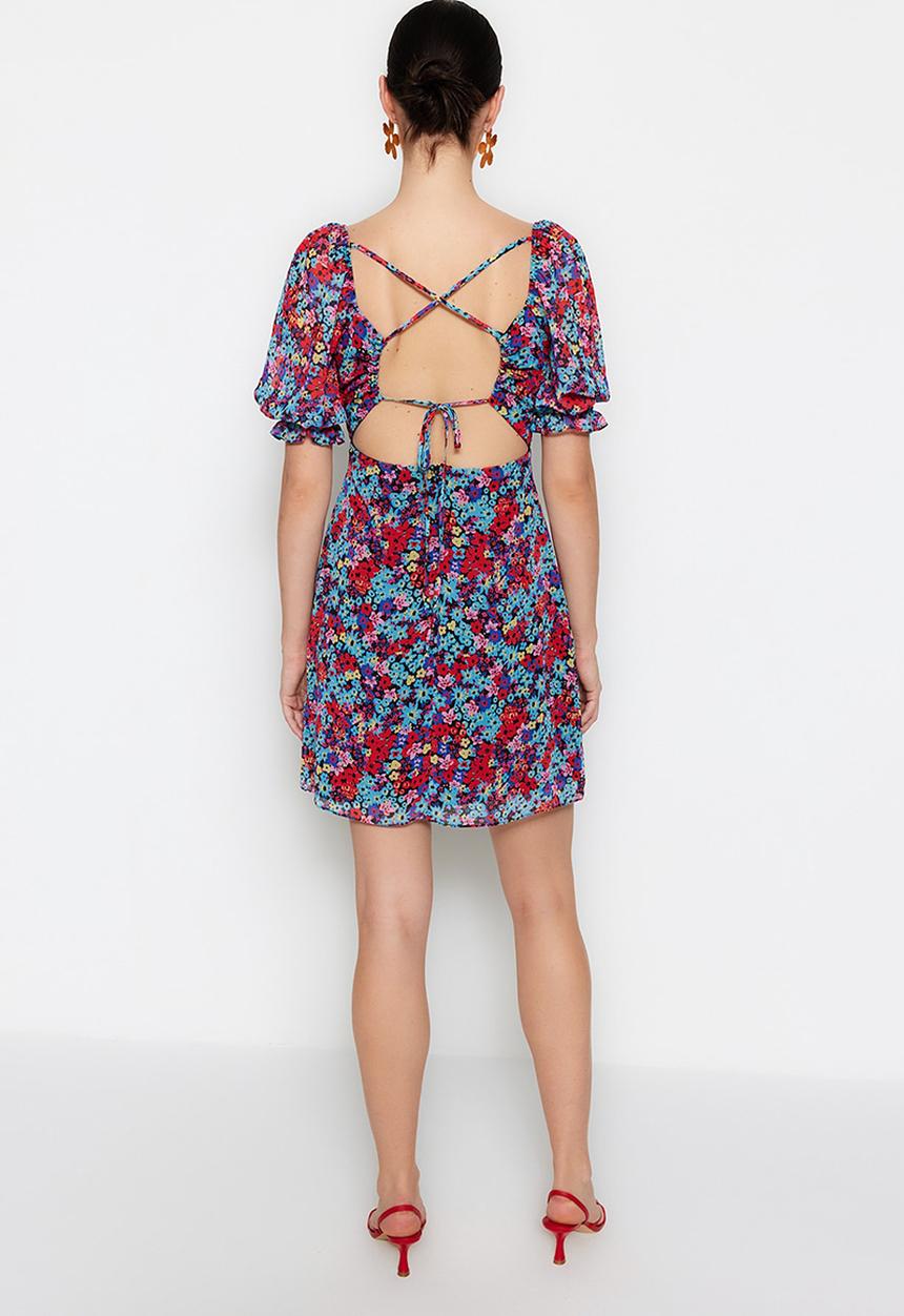 Trendyol - Floral sweetheart a-line dress - muti