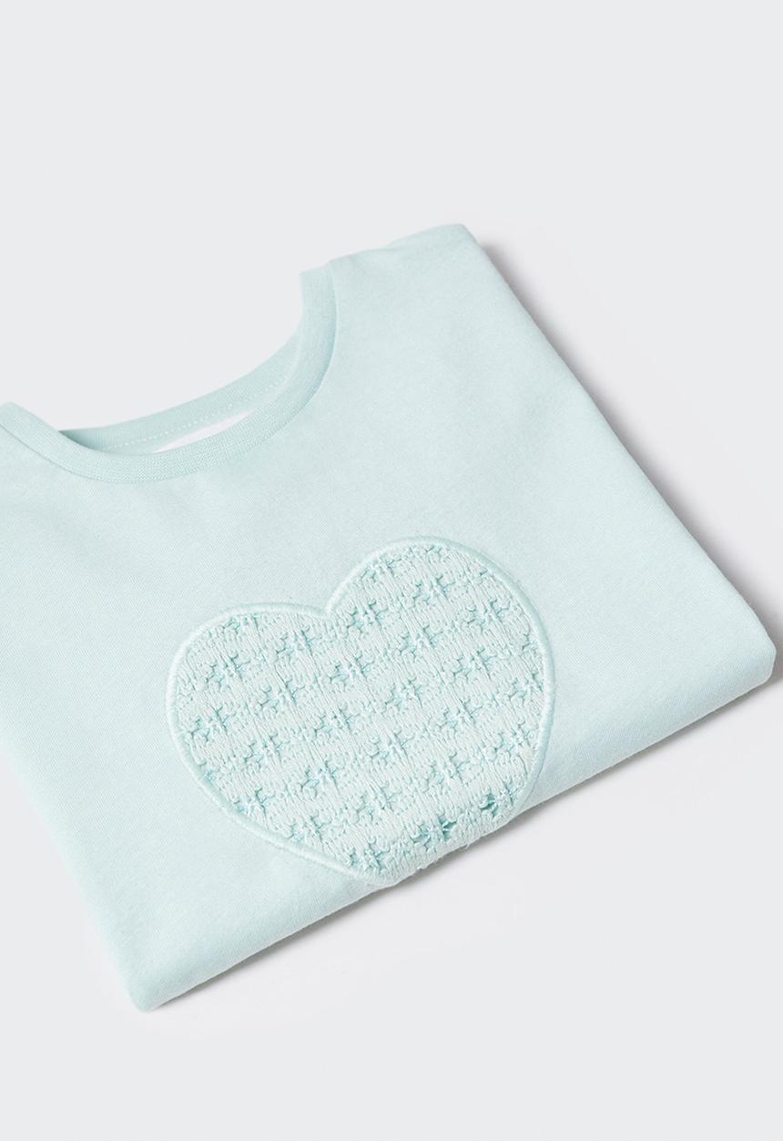 MANGO - T-Shirt Heart - Green