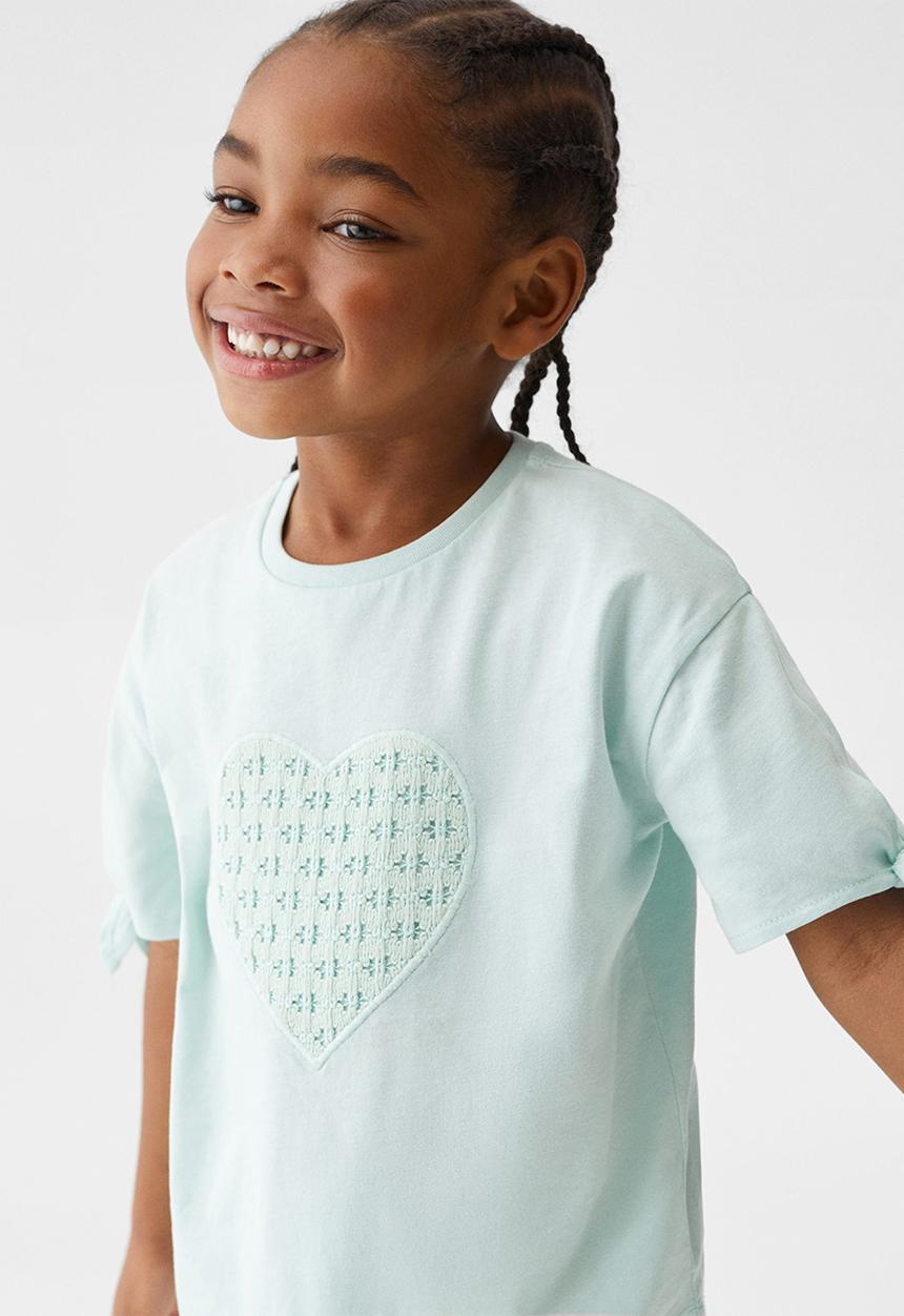 MANGO - T-Shirt Heart - Green