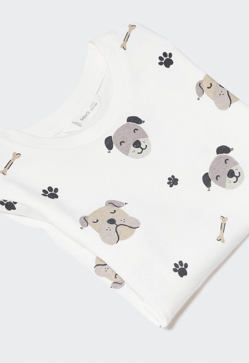 MANGO - T-shirt dog - off white