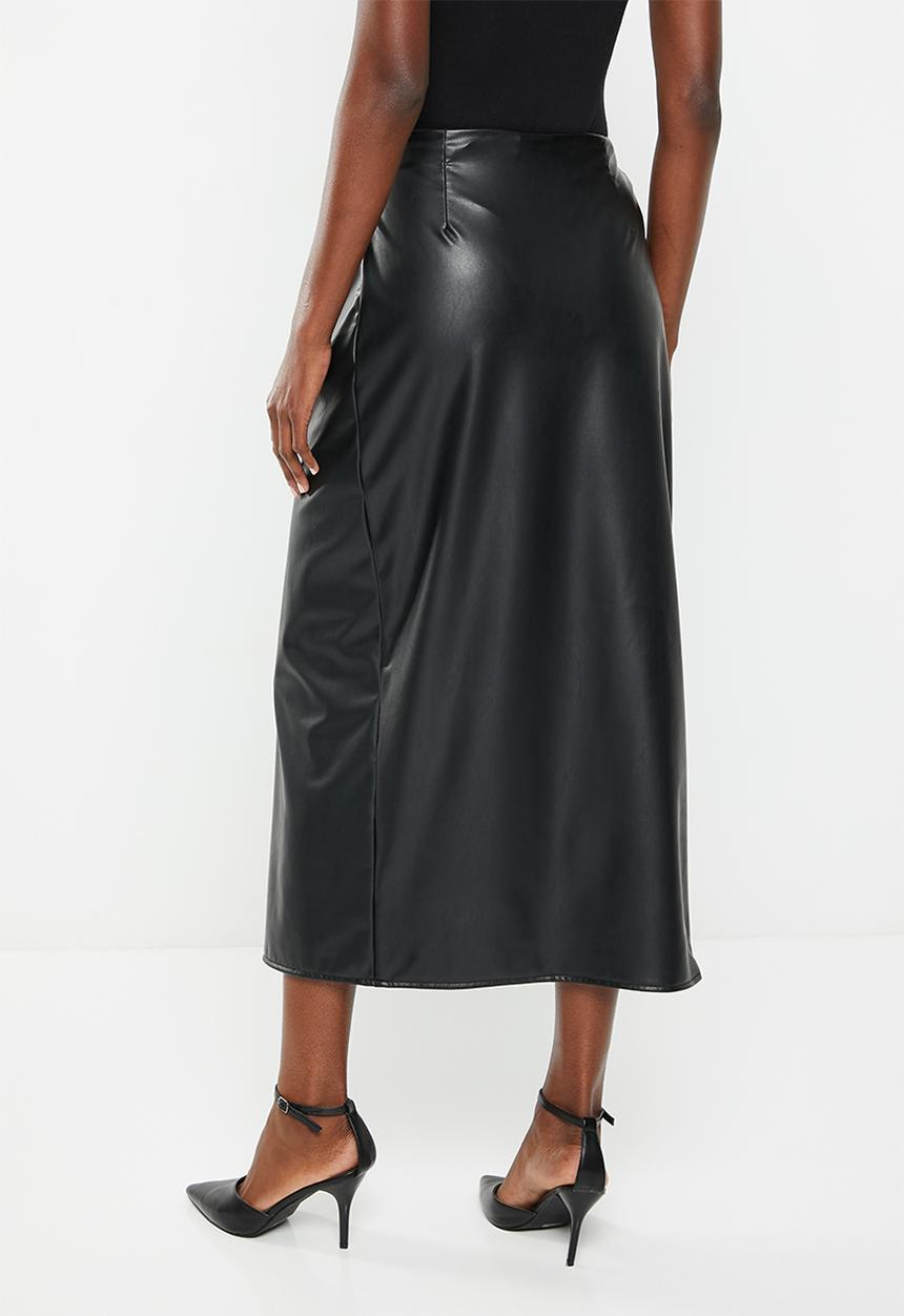 Me&B - Pu wrap skirt - black