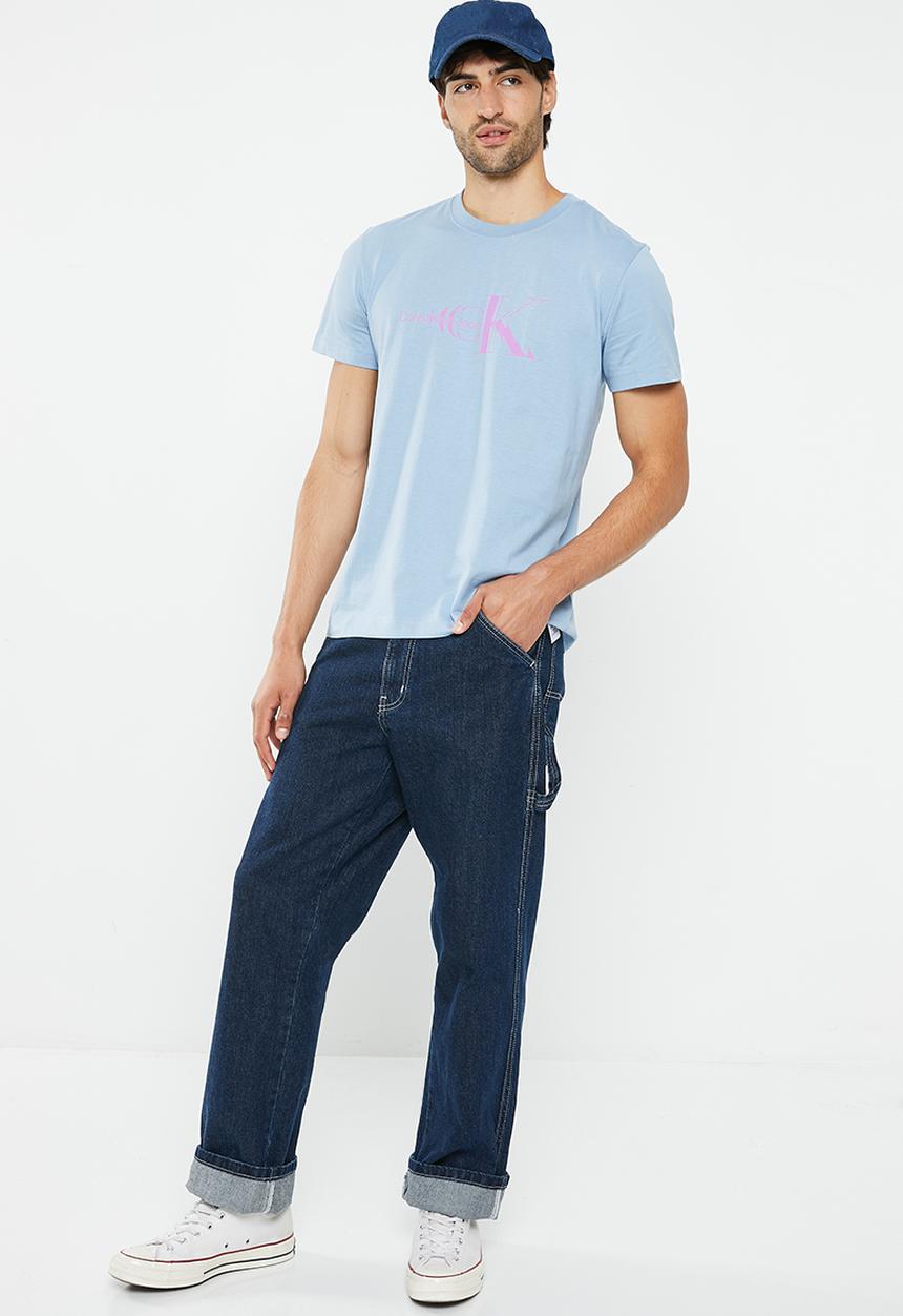 Calvin Klein - Glitched monologo tee - iceland blue