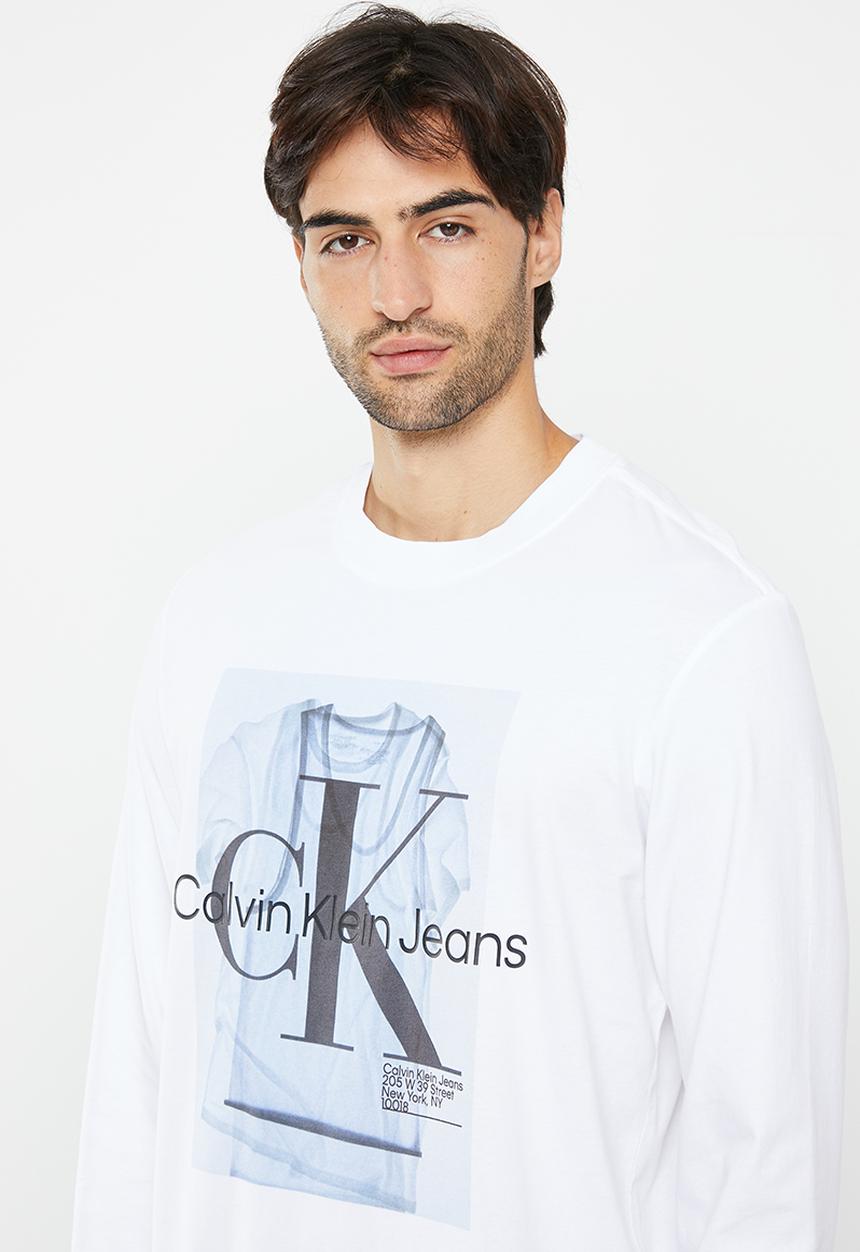 Calvin Klein - Lightbox graphic long sleeve tee - bright white