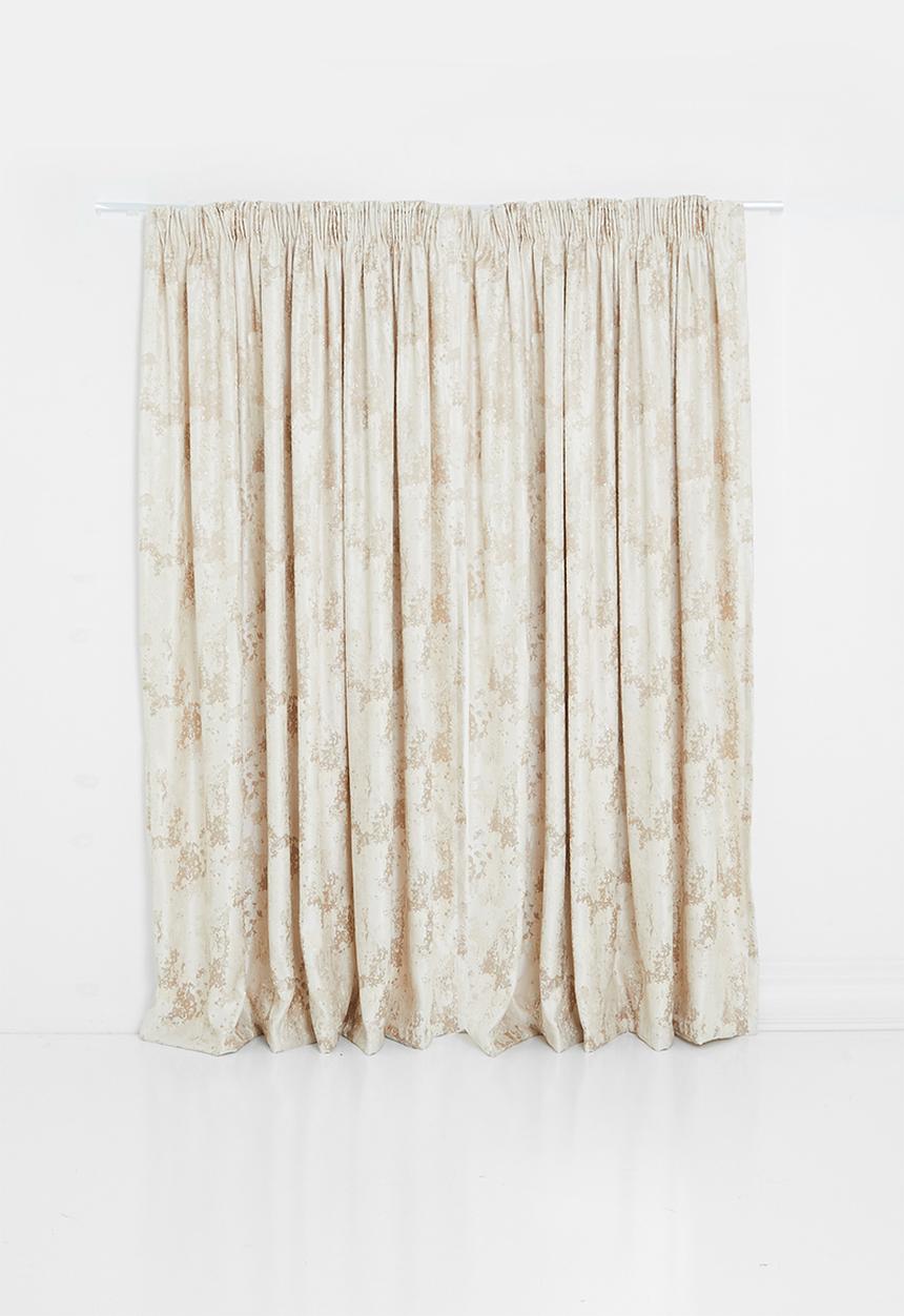 Design Collection - Victoria jacquard taped curtain - natural/taupe