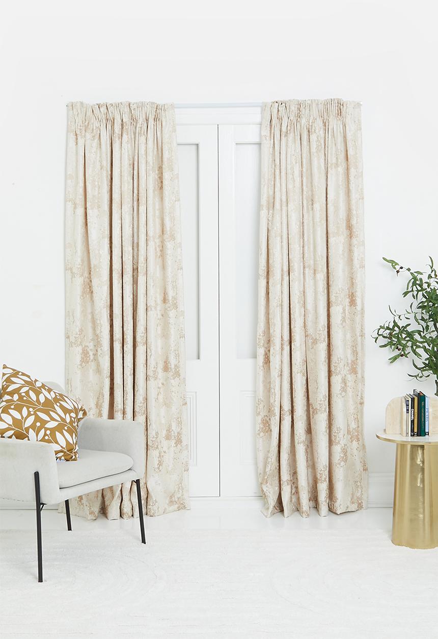 Design Collection - Victoria jacquard taped curtain - natural/taupe