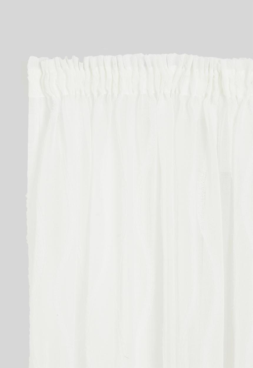 Design Collection - Wave sheer taped curtain - natural/white