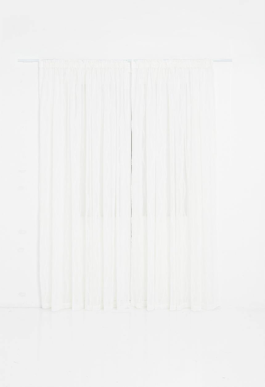 Design Collection - Wave sheer taped curtain - natural/white
