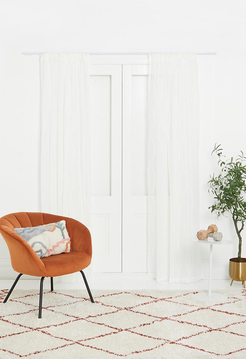 Design Collection - Wave sheer taped curtain - natural/white
