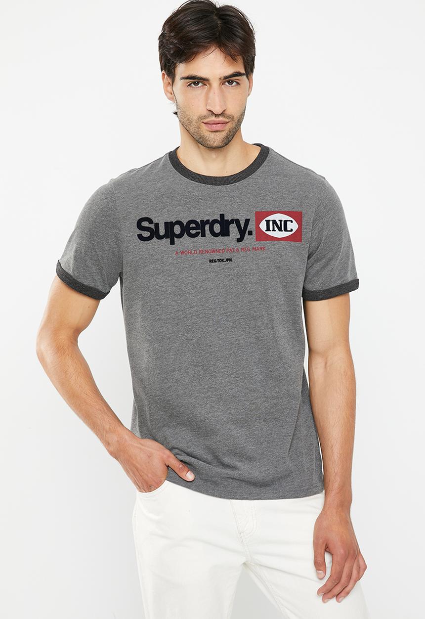 Superdry. - Vintage cl ringer tee - rich charcoal marl