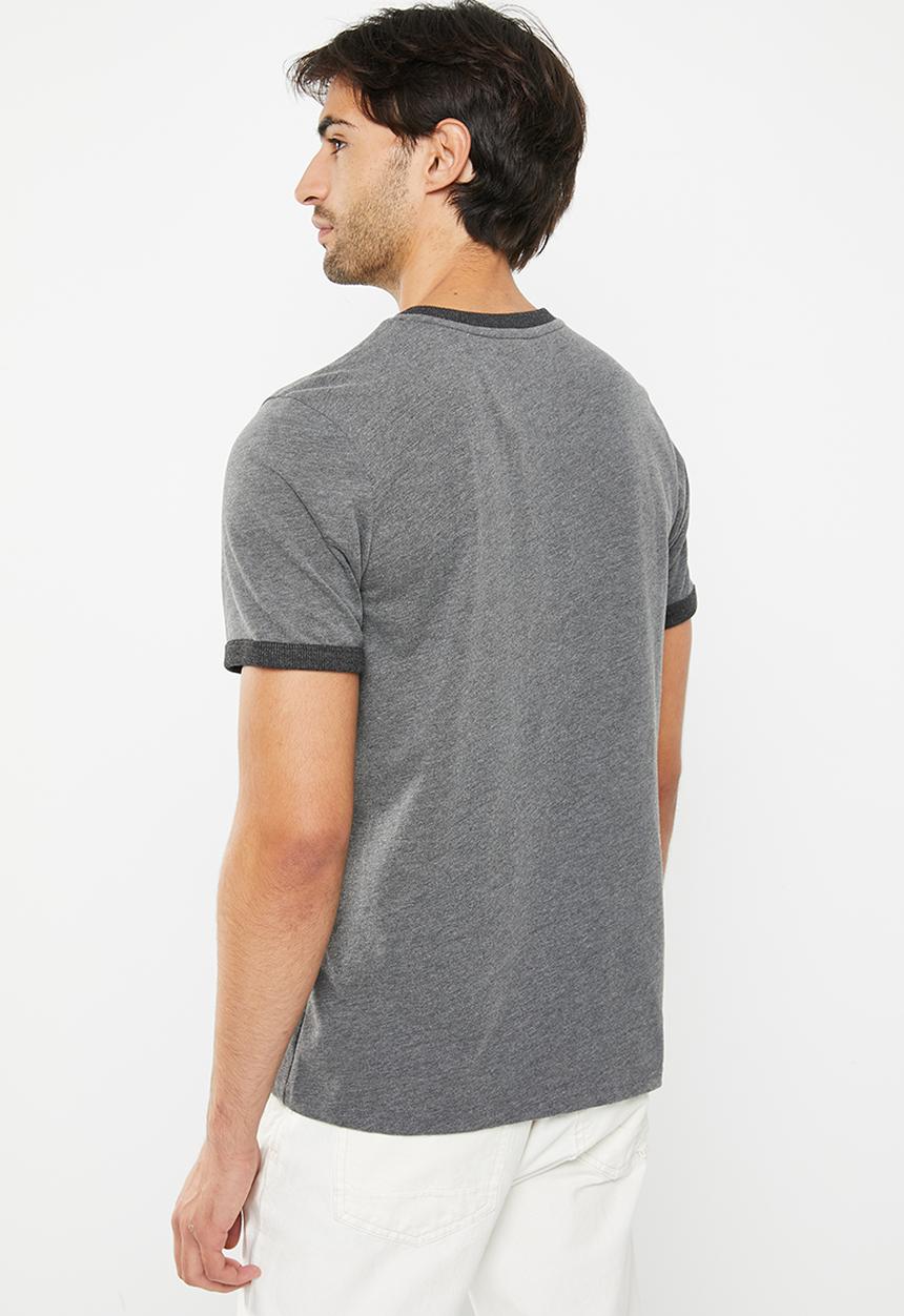 Superdry. - Vintage cl ringer tee - rich charcoal marl