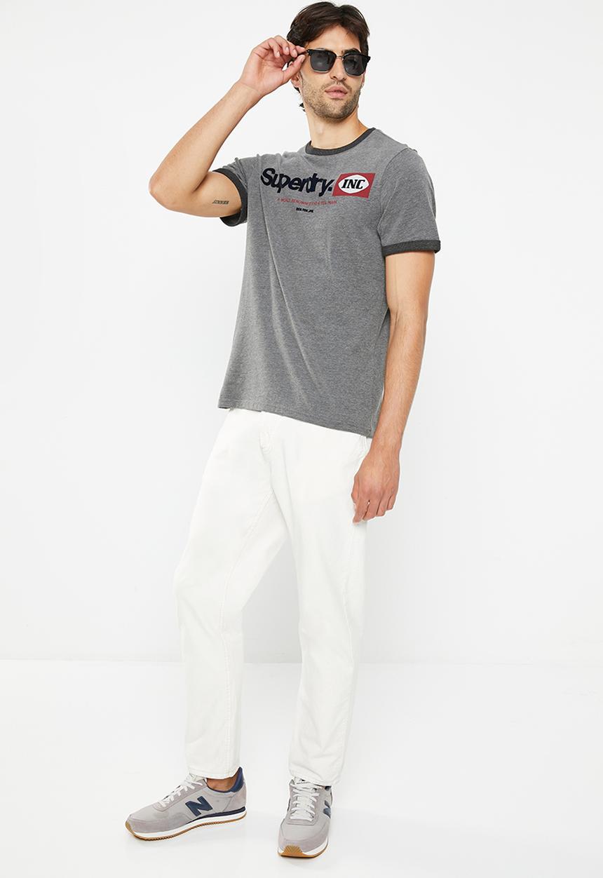 Superdry. - Vintage cl ringer tee - rich charcoal marl