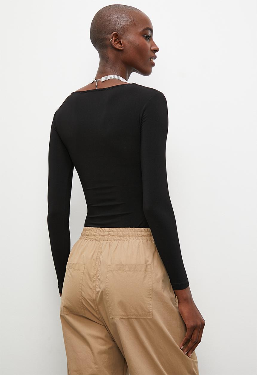 Superbalist - Asymmetrical neckline bodysuit - black