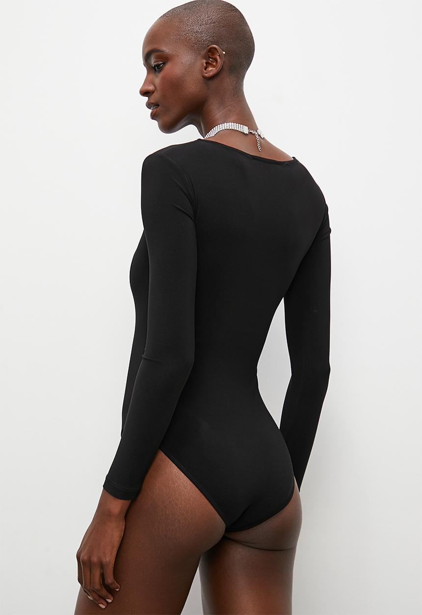 Superbalist - Asymmetrical neckline bodysuit - black