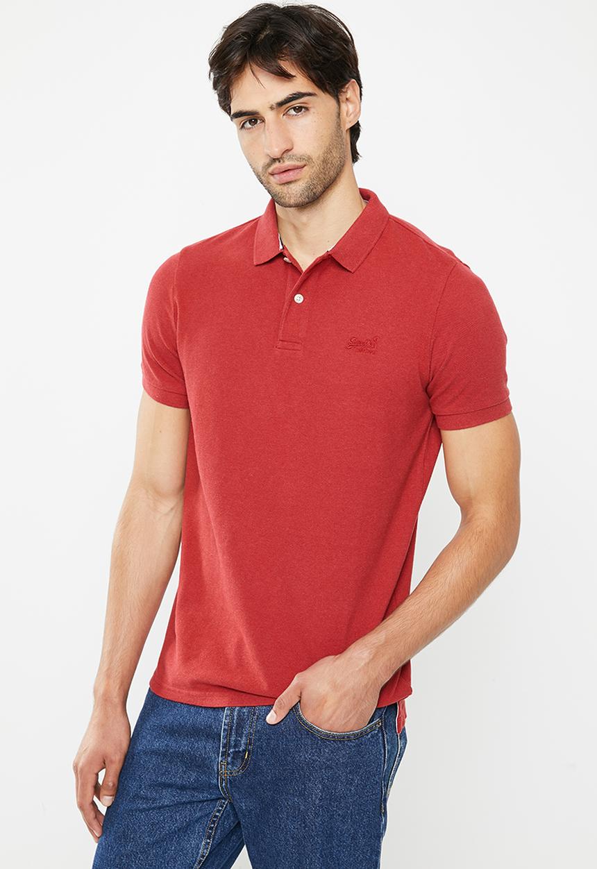 Superdry. - Classic pique polo - hike red marl