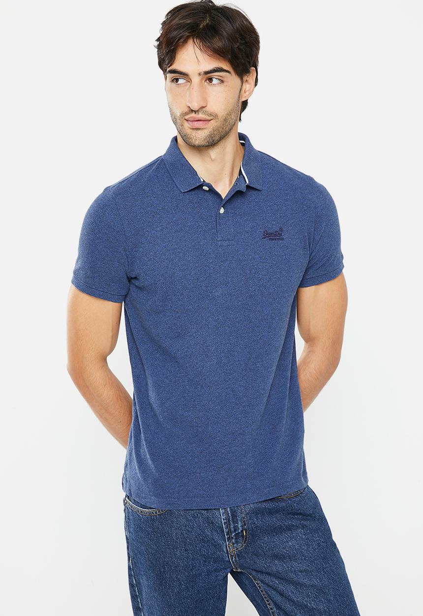 Superdry. - Classic pique polo - bright blue marl 