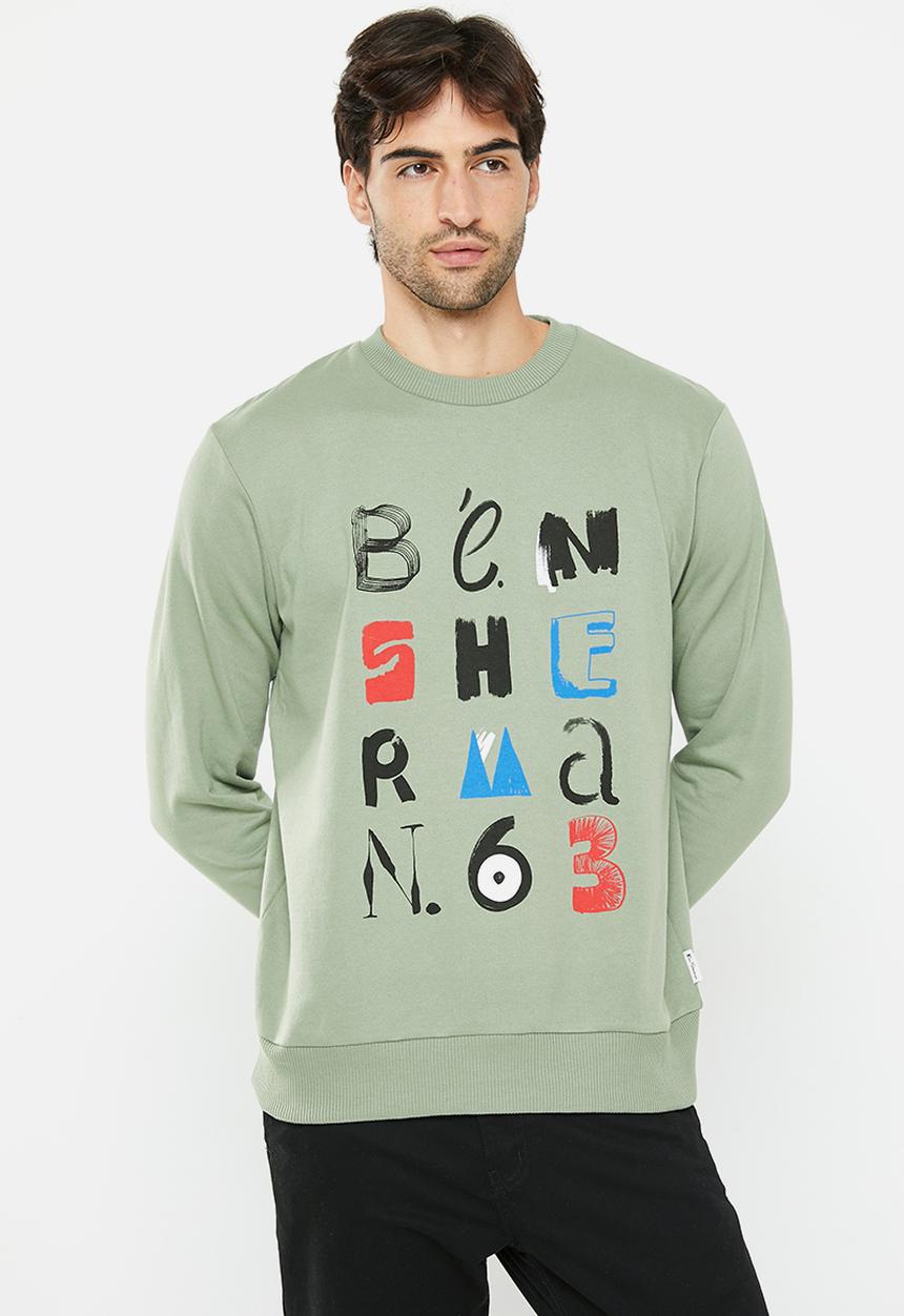 Ben Sherman - Typography crew sweater 71386 - pale khaki