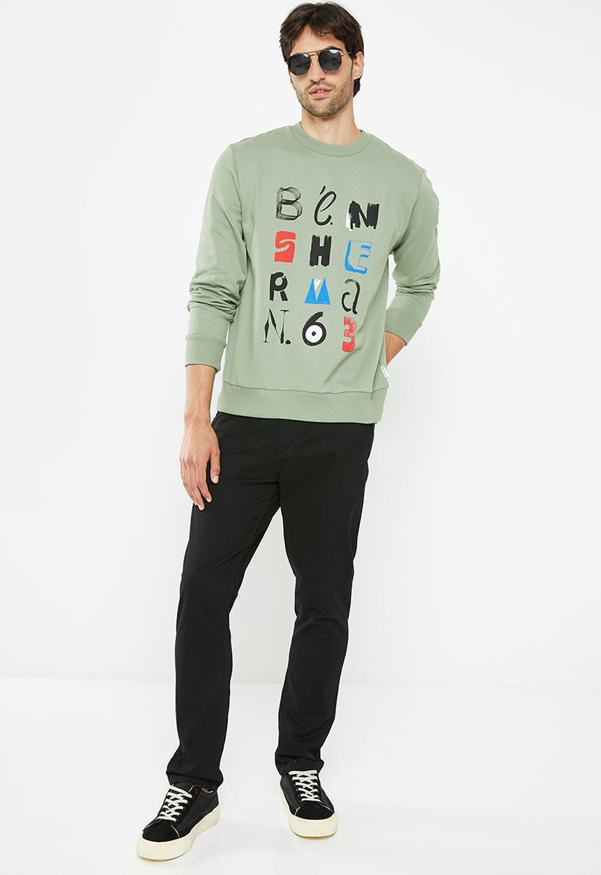 Ben Sherman - Typography crew sweater 71386 - pale khaki