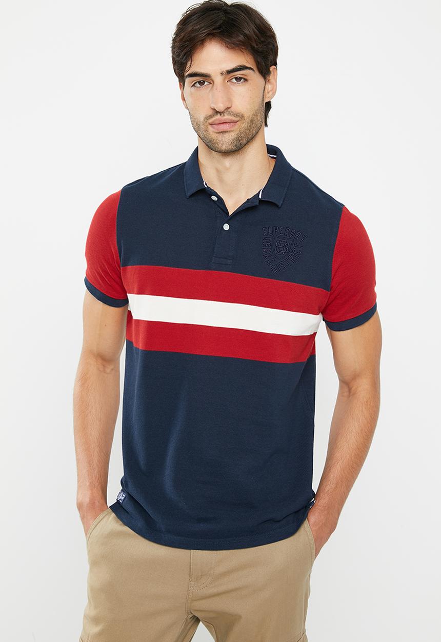 Superdry. - Vintage superstate polo - nautical navy & varsity red