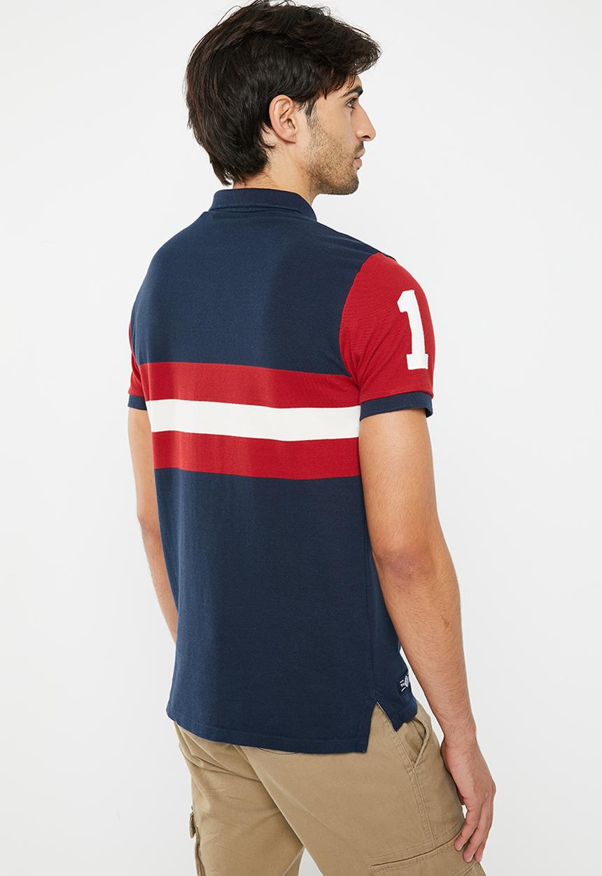 Superdry. - Vintage superstate polo - nautical navy & varsity red