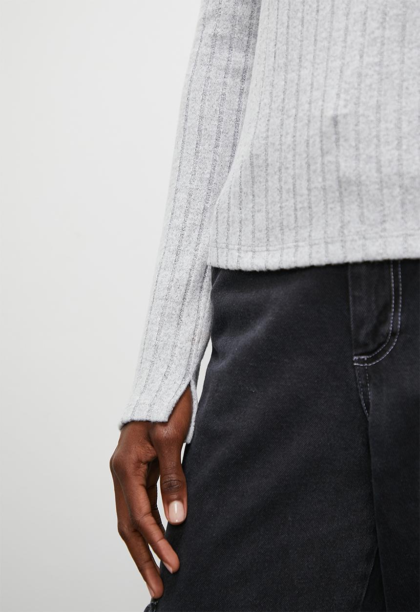 Superbalist - Rib v neck tee - light grey