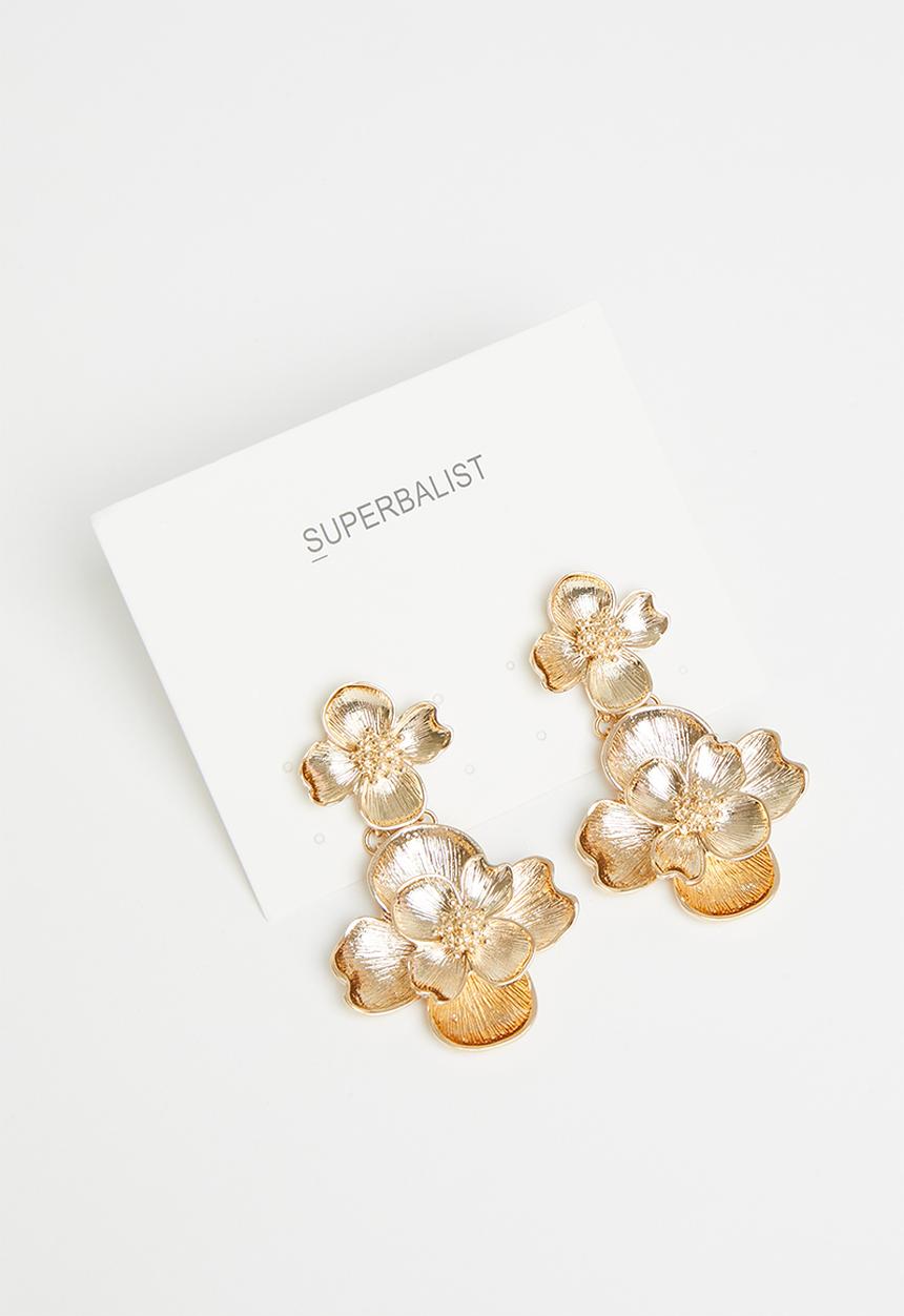 Superbalist - Milan flower statement earrings - gold