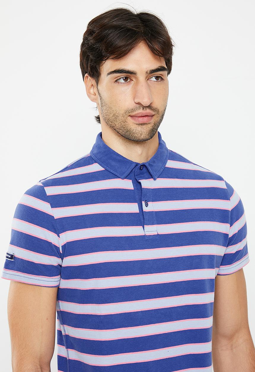 Superdry. - Academy stripe polo - blue multi