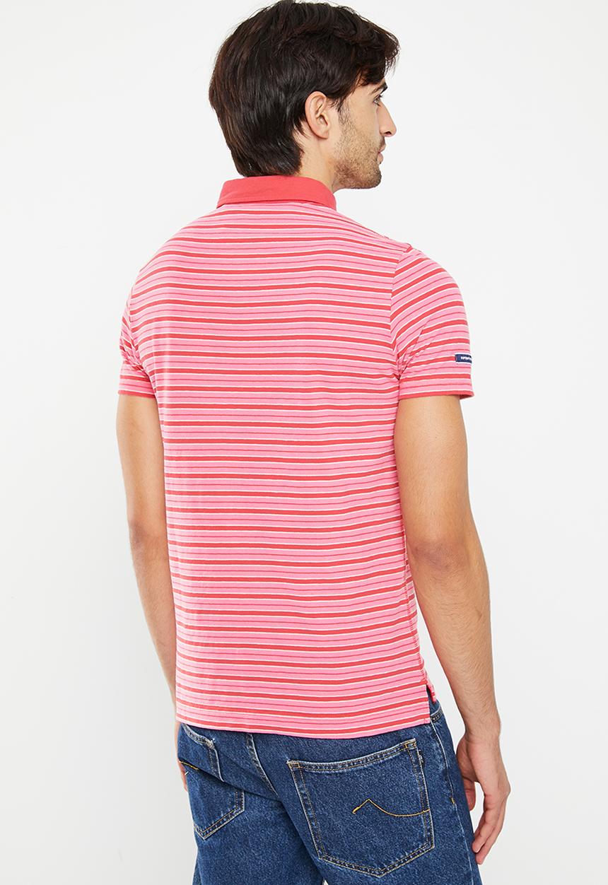 Superdry. - Academy stripe polo - red multi