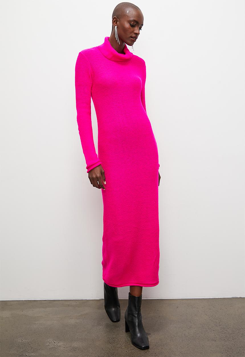Superbalist - Poloneck column knitwear dress - pink