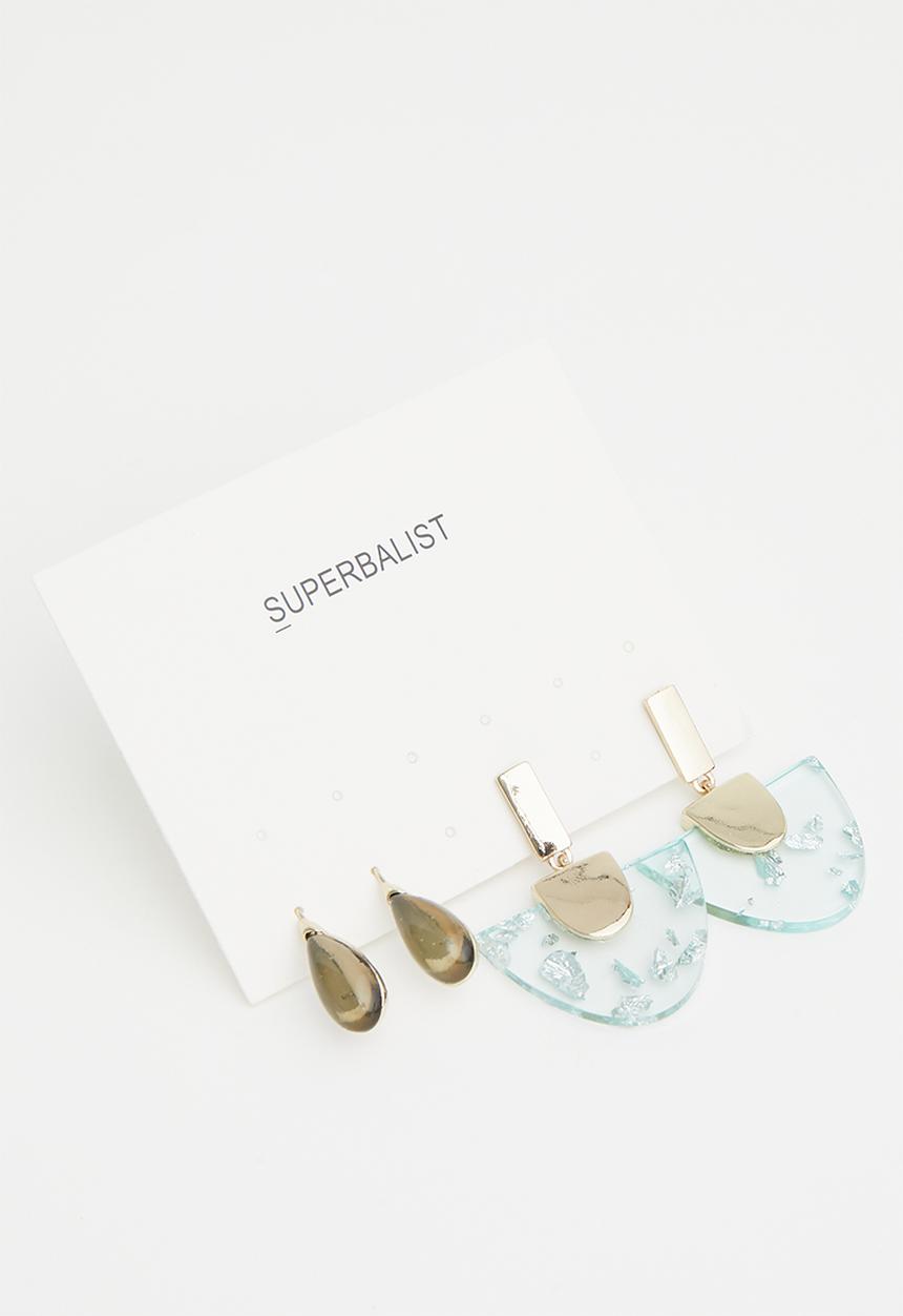 Superbalist - Melody earring set - blue & green