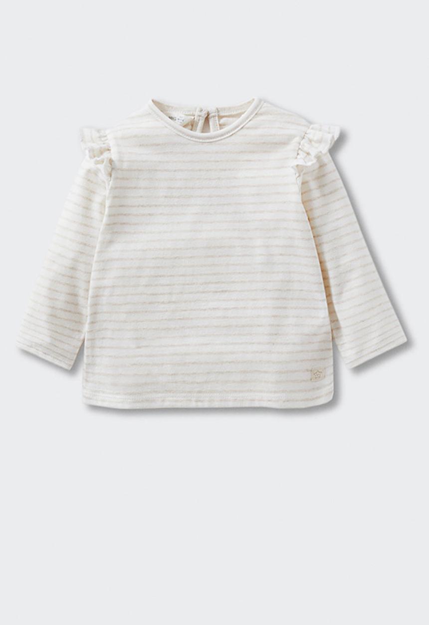 MANGO - T-shirt zipi - beige