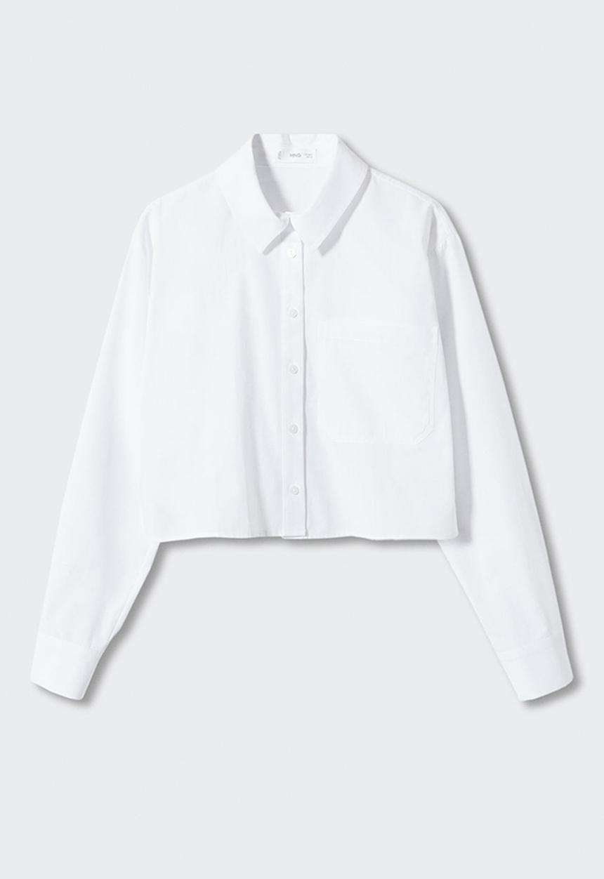 MANGO - Shirt popecrop - white