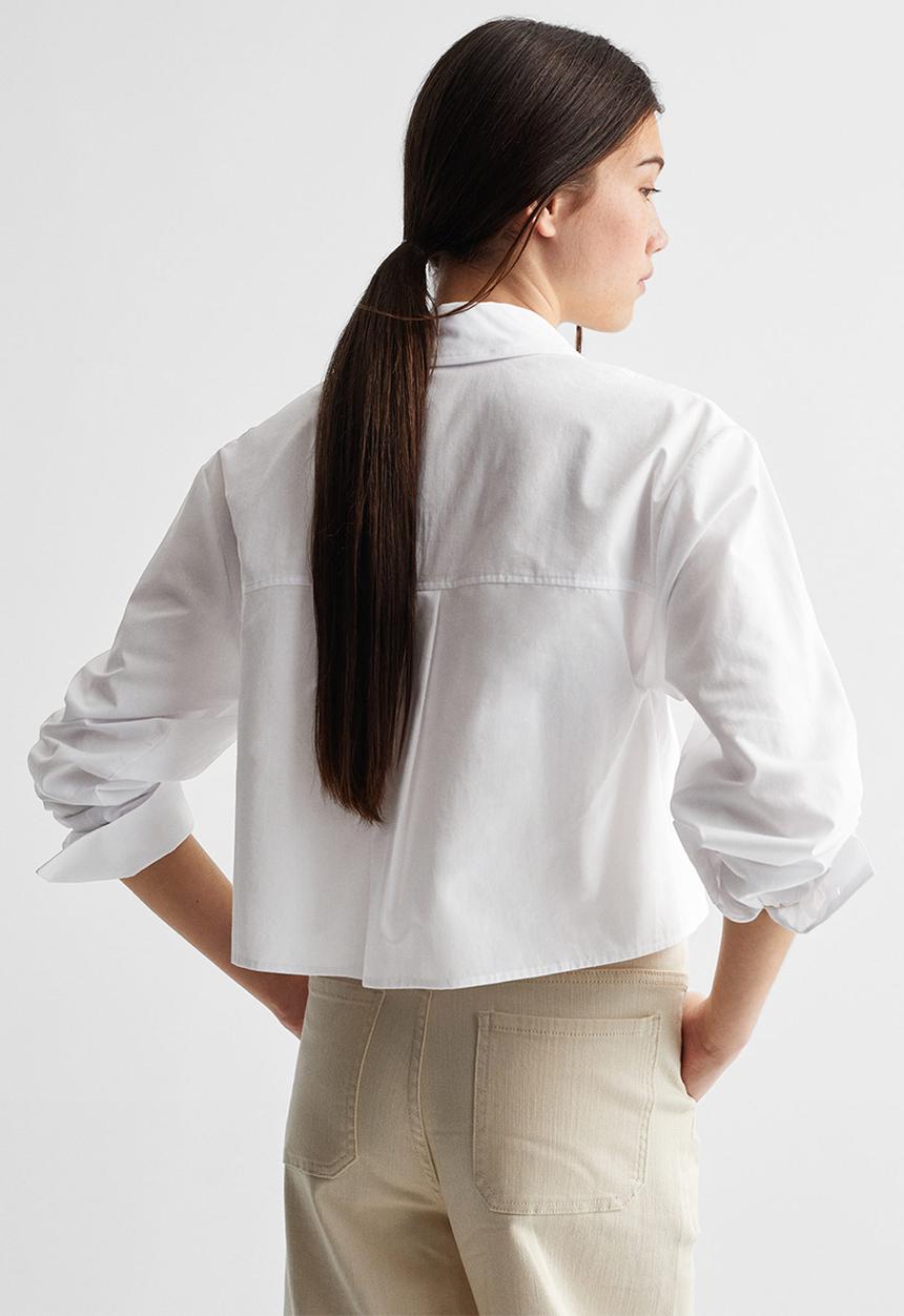 MANGO - Shirt popecrop - white