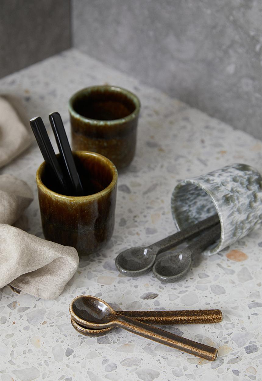 H&M - 3-pack porcelain teaspoons - grey/brown/black