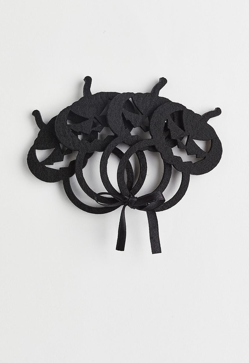 H&M - 4-pack napkin rings - black/pumpkin