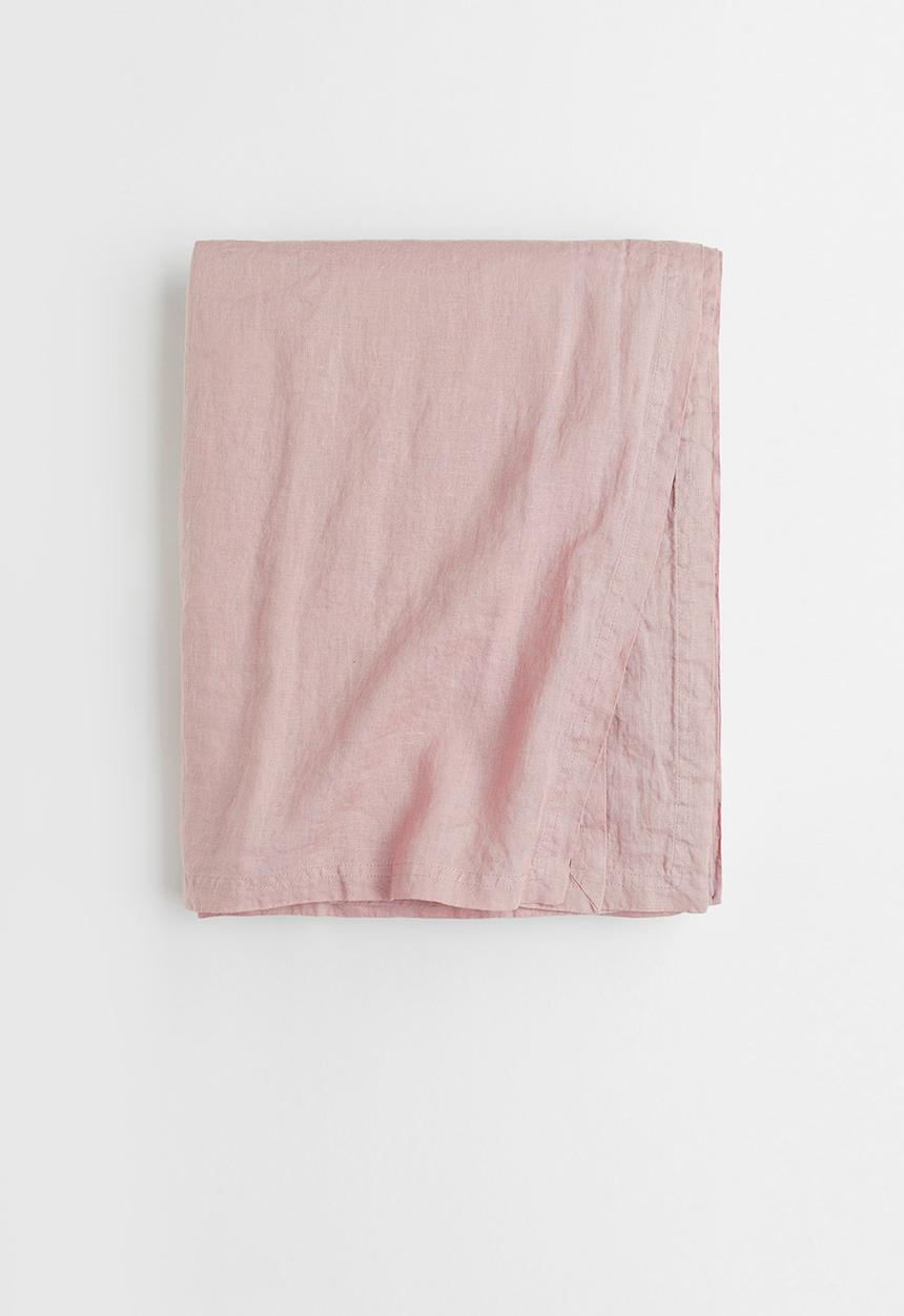 H&M - Washed linen tablecloth - light pink-beige