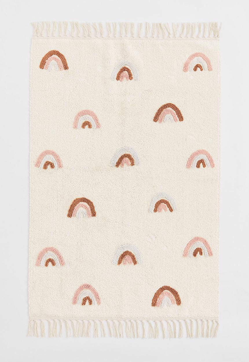 H&M - Tufted cotton rug - natural white/rainbows